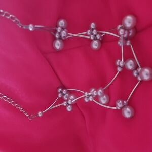 Silver and White Pearl Branch Necklace